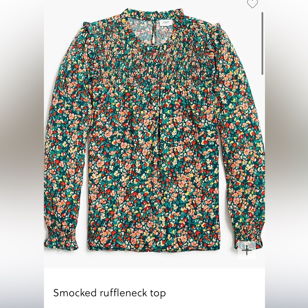 NWT J. Crew Factory Smocked ruffleneck top